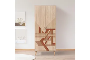 Bertoaria Garderob 80x190 cm Brun - Hanah Home - Förvaring - Klädförvaring - Garderob & garderobssystem