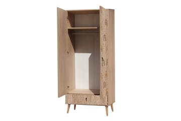 Bertoaria Garderob 80x190 cm Brun - Hanah Home - Förvaring - Klädförvaring - Garderob & garderobssystem