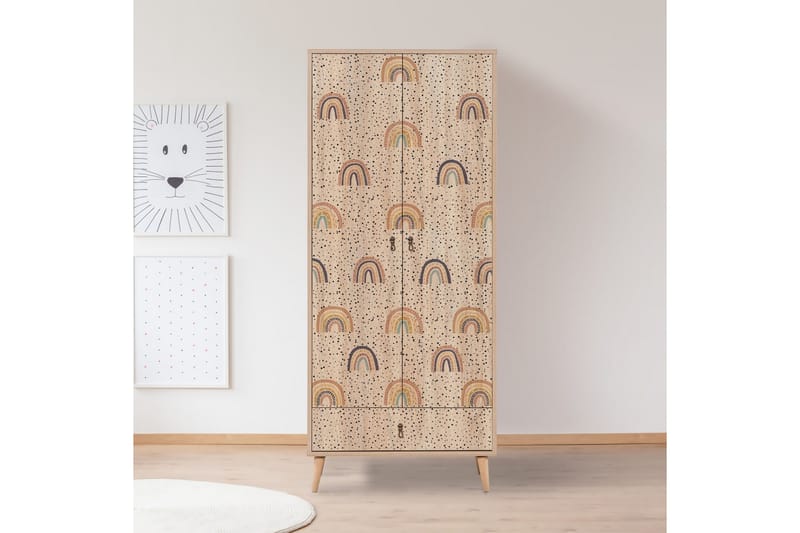 Bertoaria Garderob 80x190 cm Brun - Hanah Home - Förvaring - Klädförvaring - Garderob & garderobssystem