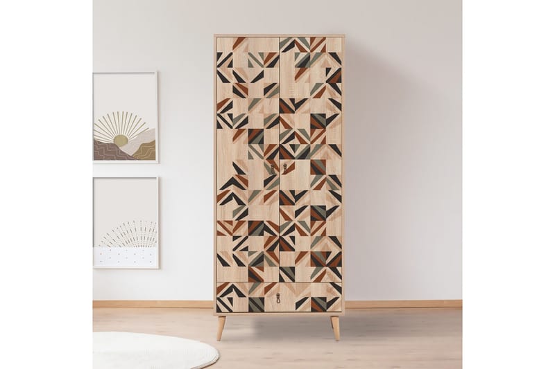 Bertoaria Garderob 80x190 cm Brun - Hanah Home - Förvaring - Klädförvaring - Garderob & garderobssystem