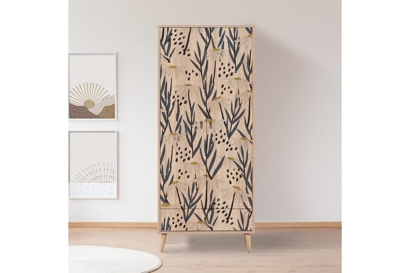 Bertoaria Garderob 80x190 cm Brun - Hanah Home - Förvaring - Klädförvaring - Garderob & garderobssystem