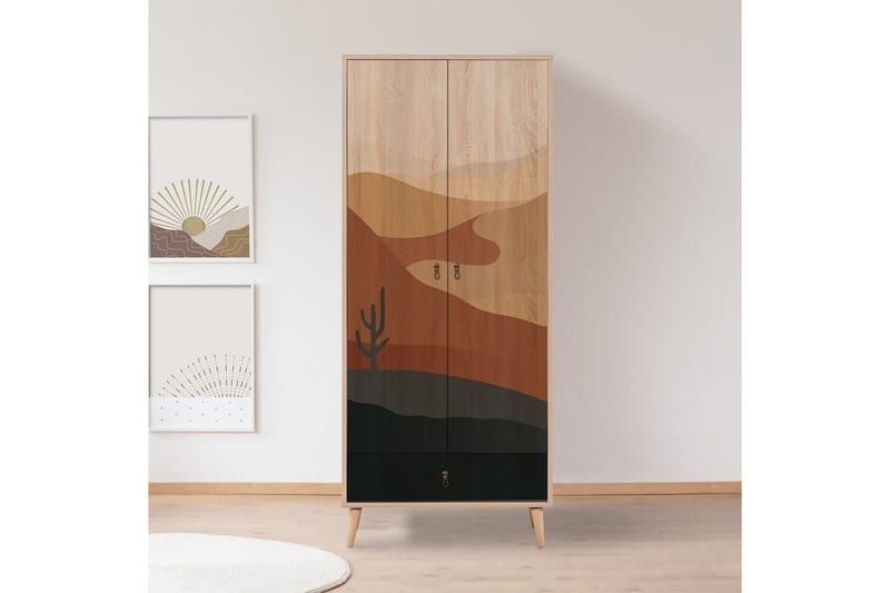 Bertoaria Garderob 80x190 cm Brun - Hanah Home - Förvaring - Klädförvaring - Garderob & garderobssystem