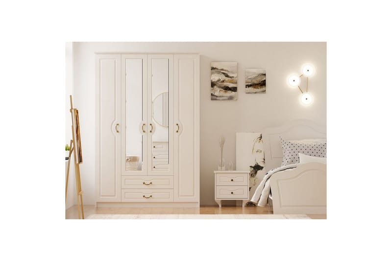 Beyric Garderob 140x210 cm - Matt Vit - Förvaring - Klädförvaring - Garderob & garderobssystem