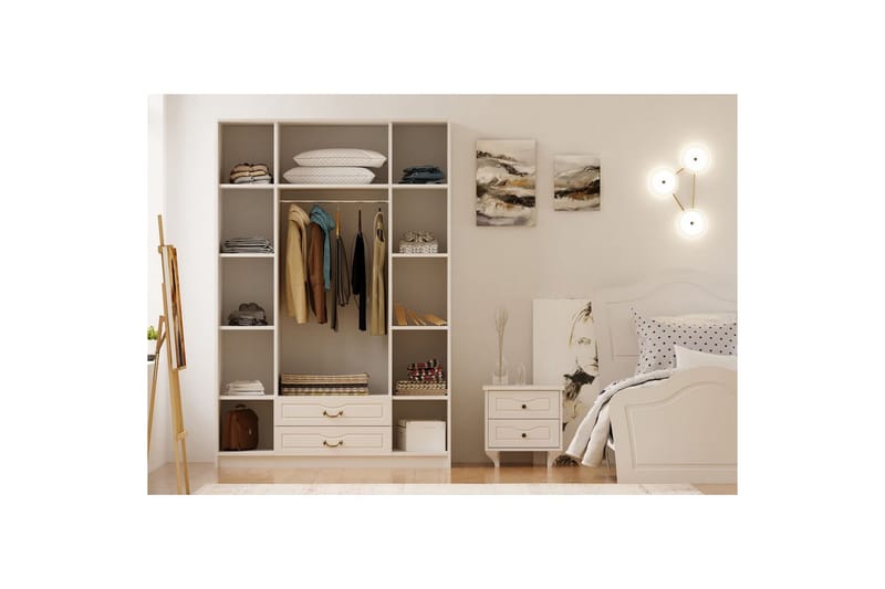 Beyric Garderob 140x210 cm - Matt Vit - Förvaring - Klädförvaring - Garderob & garderobssystem