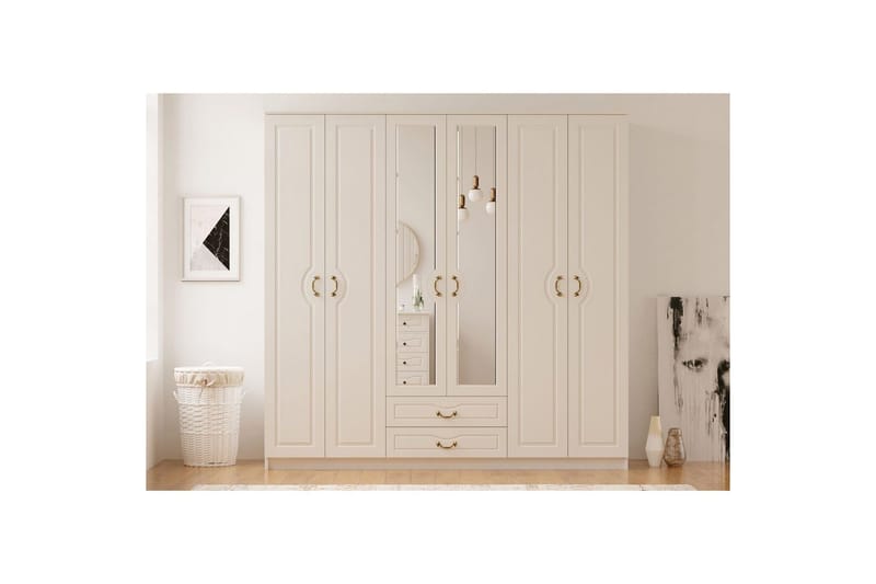 Beyric Garderob 210x210 cm - Matt Vit - Förvaring - Klädförvaring - Garderob & garderobssystem