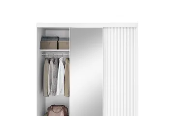 Biancco Garderob med Spegel 120x220 cm - Vit - Förvaring - Klädförvaring - Garderob & garderobssystem