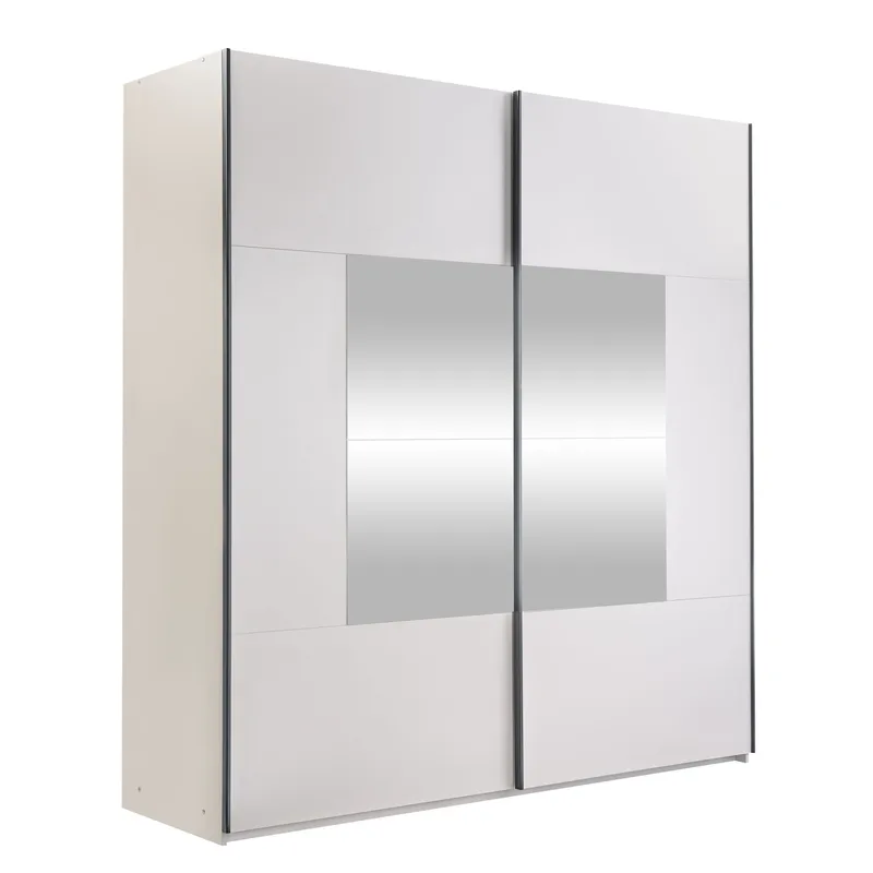 Binche Garderob med Spegel 200x215 cm - Beige - Förvaring - Klädförvaring - Garderob & garderobssystem