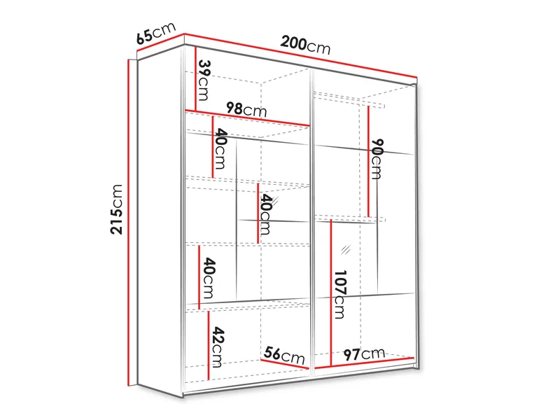 Binche Garderob med Spegel 200x215 cm - Beige - Förvaring - Klädförvaring - Garderob & garderobssystem