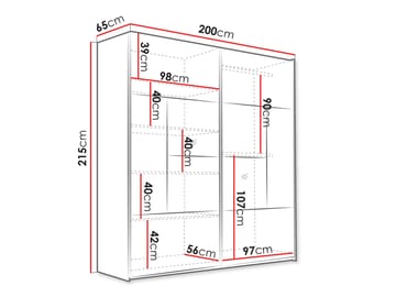 Binche Garderob med Spegel 200x215 cm - Beige - Förvaring - Klädförvaring - Garderob & garderobssystem