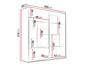 Binche Garderob med Spegel 200x215 cm - Grå - Förvaring - Klädförvaring - Garderob & garderobssystem