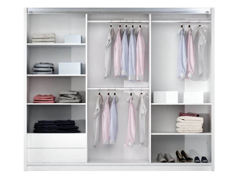 Binche Garderob med Spegel 250x215 cm - Beige - Förvaring - Klädförvaring - Garderob & garderobssystem