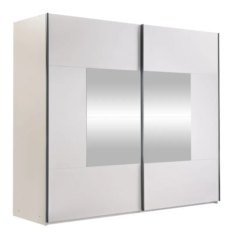 Binche Garderob med Spegel 250x215 cm - Beige - Förvaring - Klädförvaring - Garderob & garderobssystem