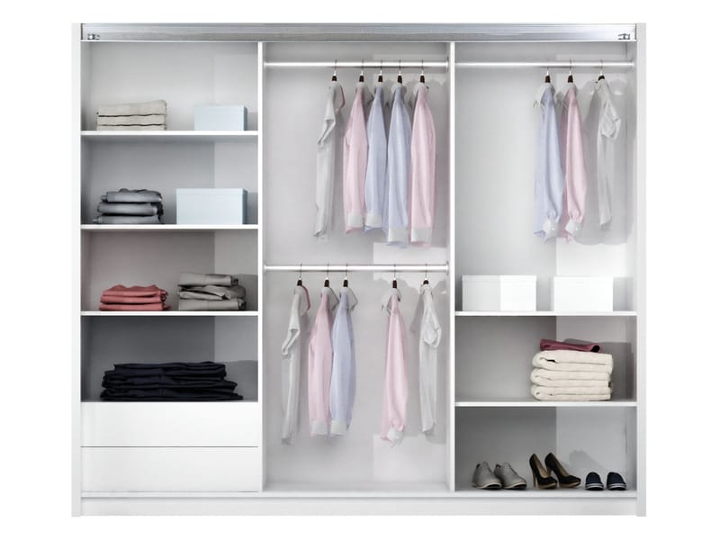 Binche Garderob med Spegel 250x215 cm - Beige - Förvaring - Klädförvaring - Garderob & garderobssystem