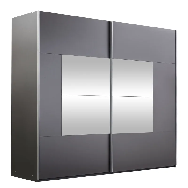 Binche Garderob med Spegel 250x215 cm - Grå - Förvaring - Klädförvaring - Garderob & garderobssystem