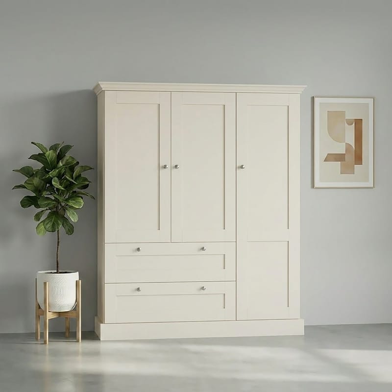 Binz Garderob 122x130 cm - Kashmirgräddvit - Förvaring - Klädförvaring - Garderob & garderobssystem