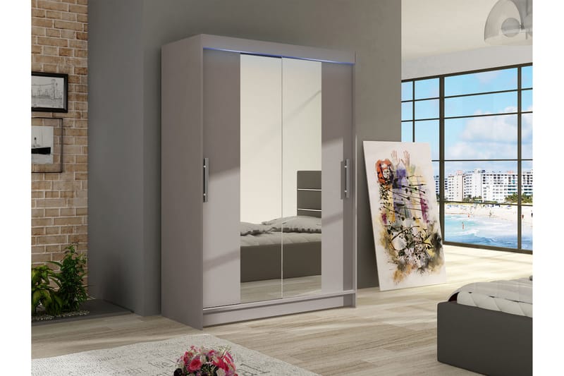 Biscayne Garderob m. Spegel 120x200 cm - Beige - Förvaring - Klädförvaring - Garderob & garderobssystem