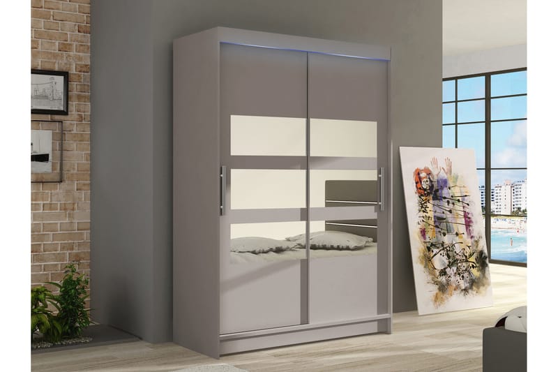 Biscayne Garderob m. Spegel 120x200 cm - Beige - Förvaring - Klädförvaring - Garderob & garderobssystem