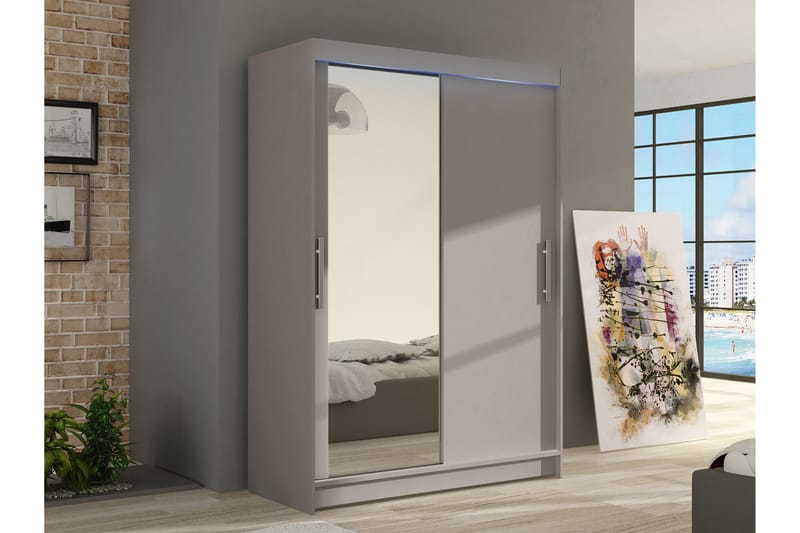 Biscayne Garderob m. Spegel 120x200 cm - Beige - Förvaring - Klädförvaring - Garderob & garderobssystem