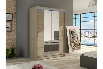 Biscayne Garderob m. Spegel 120x200 cm - Brun - Förvaring - Klädförvaring - Garderob & garderobssystem