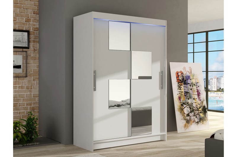 Biscayne Garderob m. Spegel 120x200 cm - Grå - Förvaring - Klädförvaring - Garderob & garderobssystem