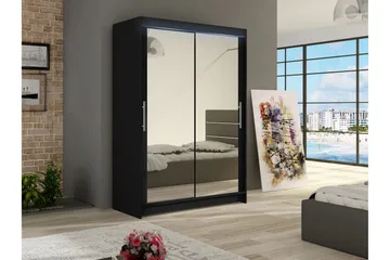 Biscayne Garderob m. Spegel 120x200 cm - Svart - Förvaring - Klädförvaring - Garderob & garderobssystem