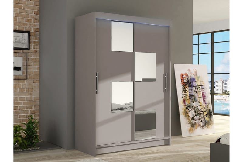 Biscayne Garderob m. Spegel 120x200 cm - Vit - Förvaring - Klädförvaring - Garderob & garderobssystem