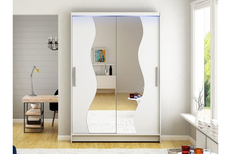 Biscayne Garderob m. Spegel 120x200 cm - Vit - Förvaring - Klädförvaring - Garderob & garderobssystem