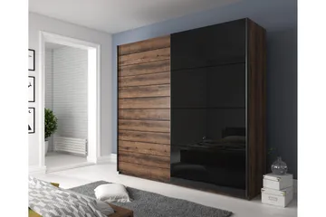 Bovera Garderob 61x221 cm - Teak/Svart - Förvaring - Klädförvaring - Garderob & garderobssystem