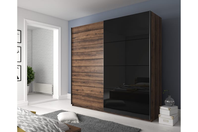 Bovera Garderob 61x270 cm - Teak/Svart - Förvaring - Klädförvaring - Garderob & garderobssystem