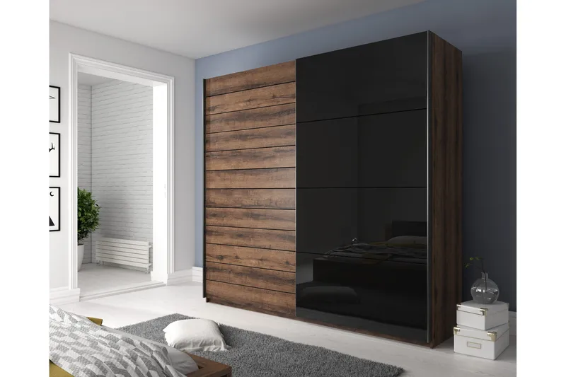 Bovera Garderob 61x270 cm - Teak/Svart - Förvaring - Klädförvaring - Garderob & garderobssystem