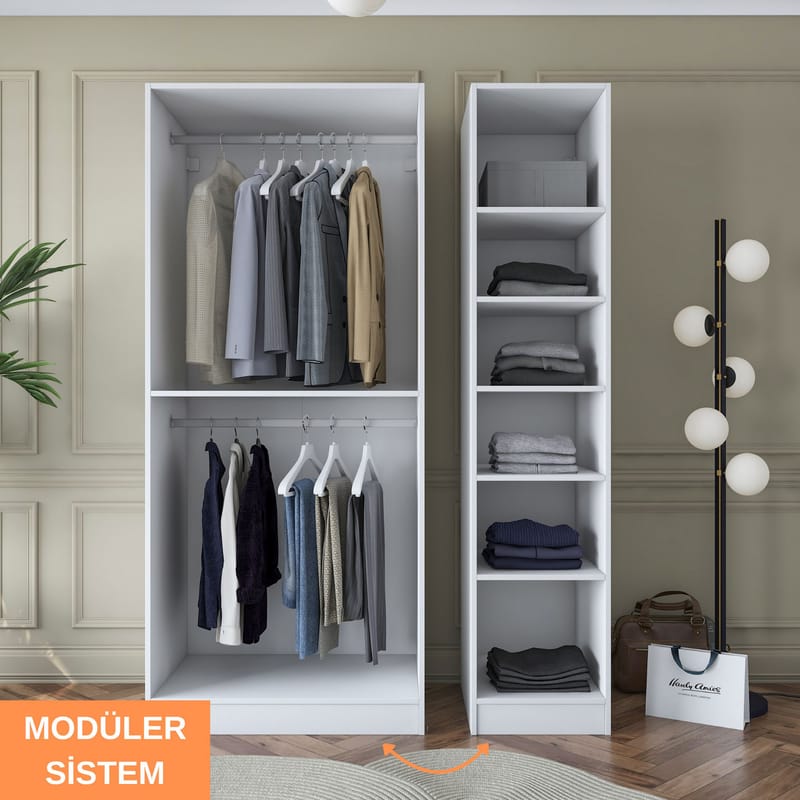 Bralen Garderob 135x210x57,5 cm - Vit - Förvaring - Klädförvaring - Garderob & garderobssystem - Klädskåp & fristående garderob