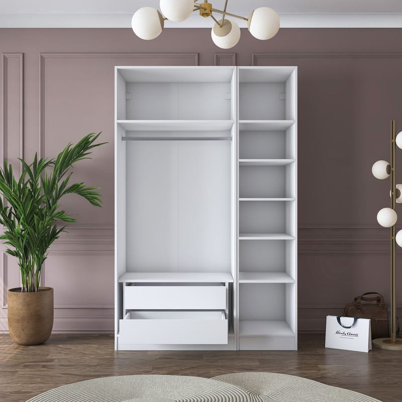 Bralen Garderob 135x210x57,5 cm - Vit - Förvaring - Klädförvaring - Garderob & garderobssystem - Klädskåp & fristående garderob
