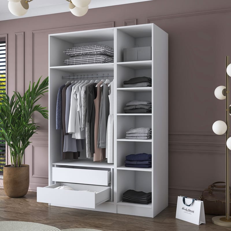 Bralen Garderob 135x210x57,5 cm - Vit - Förvaring - Klädförvaring - Garderob & garderobssystem - Klädskåp & fristående garderob