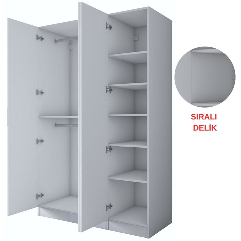 Bralen Garderob 135x210x57,5 cm - Vit - Förvaring - Klädförvaring - Garderob & garderobssystem - Klädskåp & fristående garderob