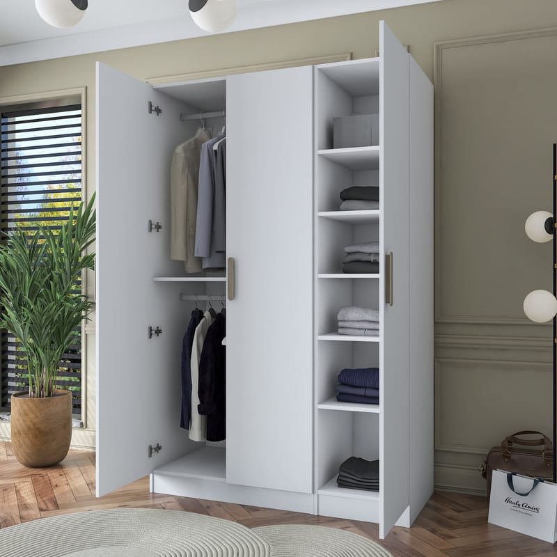 Bralen Garderob 135x210x57,5 cm - Vit - Förvaring - Klädförvaring - Garderob & garderobssystem - Klädskåp & fristående garderob