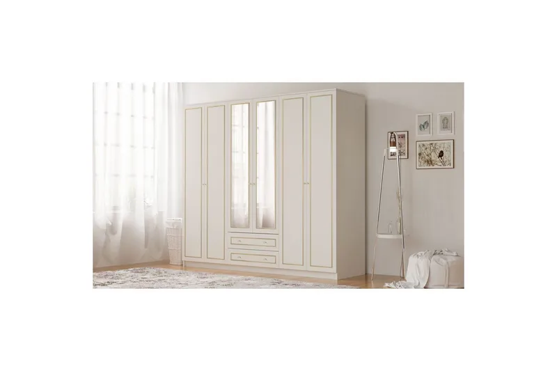 Branor Garderobsskåp 210x184 cm - Matt Vit - Förvaring - Klädförvaring - Garderob & garderobssystem - Klädskåp & fristående garderob