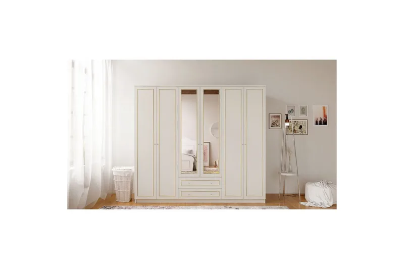 Branor Garderobsskåp 210x184 cm - Matt Vit - Förvaring - Klädförvaring - Garderob & garderobssystem - Klädskåp & fristående garderob