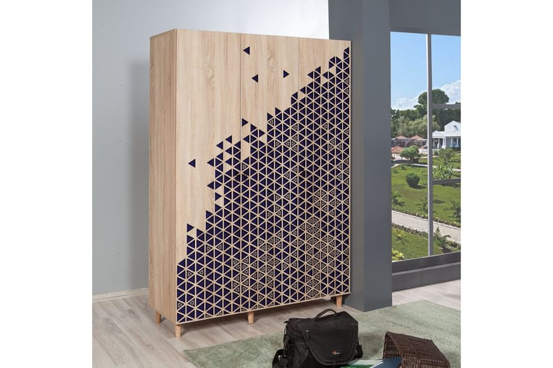 Brokind Garderob 135 cm - Brun/Blå - Förvaring - Klädförvaring - Garderob & garderobssystem