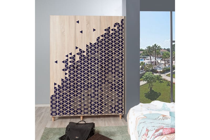 Brokind Garderob 135 cm - Brun/Blå - Förvaring - Klädförvaring - Garderob & garderobssystem