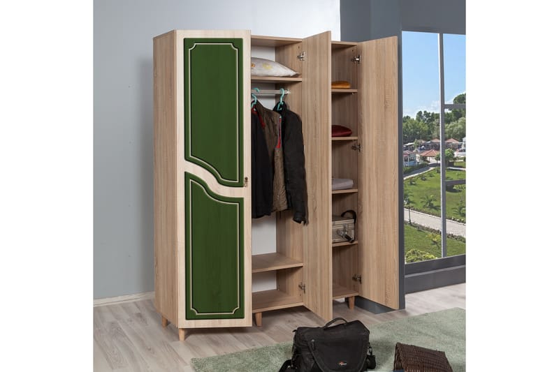 Brokind Garderob 135 cm - Brun/Grön - Förvaring - Klädförvaring - Garderob & garderobssystem