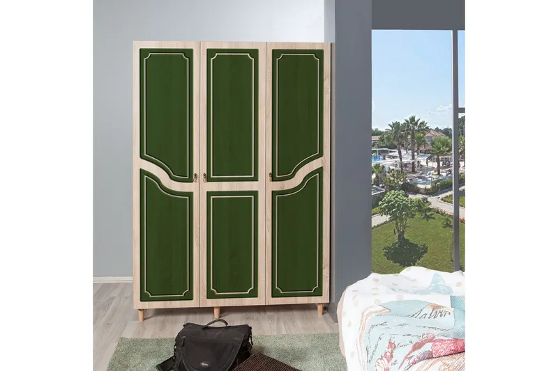 Brokind Garderob 135 cm - Brun/Grön - Förvaring - Klädförvaring - Garderob & garderobssystem