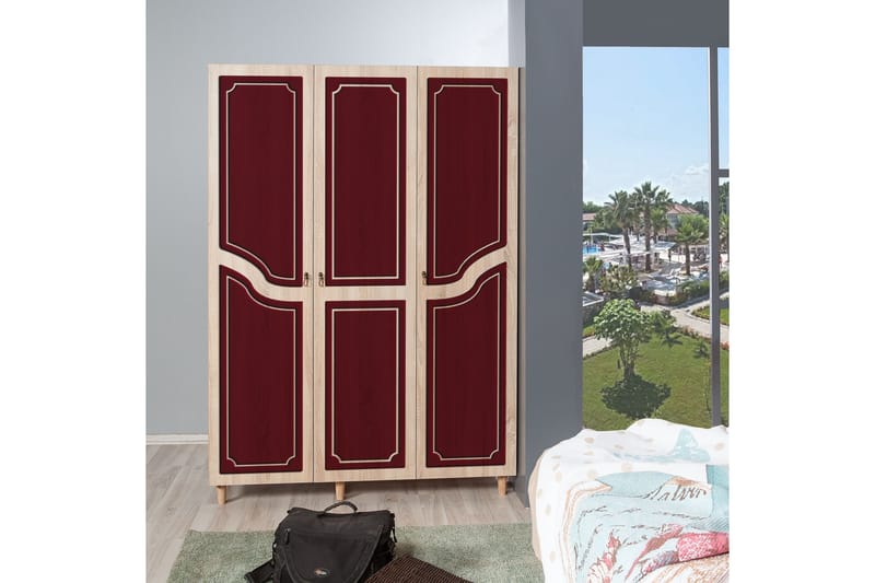 Brokind Garderob 135 cm - Brun/Röd - Förvaring - Klädförvaring - Garderob & garderobssystem