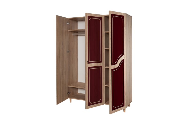 Brokind Garderob 135 cm - Brun/Röd - Förvaring - Klädförvaring - Garderob & garderobssystem