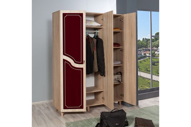 Brokind Garderob 135 cm - Brun/Röd - Förvaring - Klädförvaring - Garderob & garderobssystem