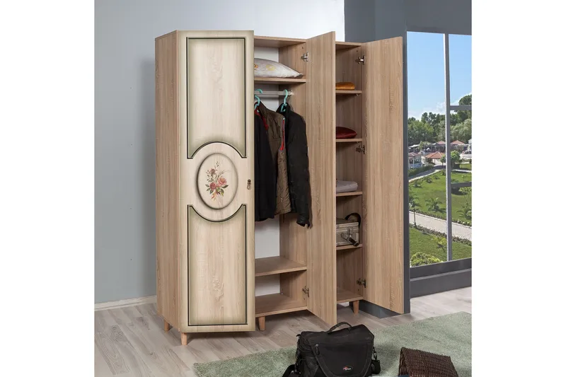 Brokind Garderob 135 cm i Trä - Beige - Förvaring - Klädförvaring - Garderob & garderobssystem
