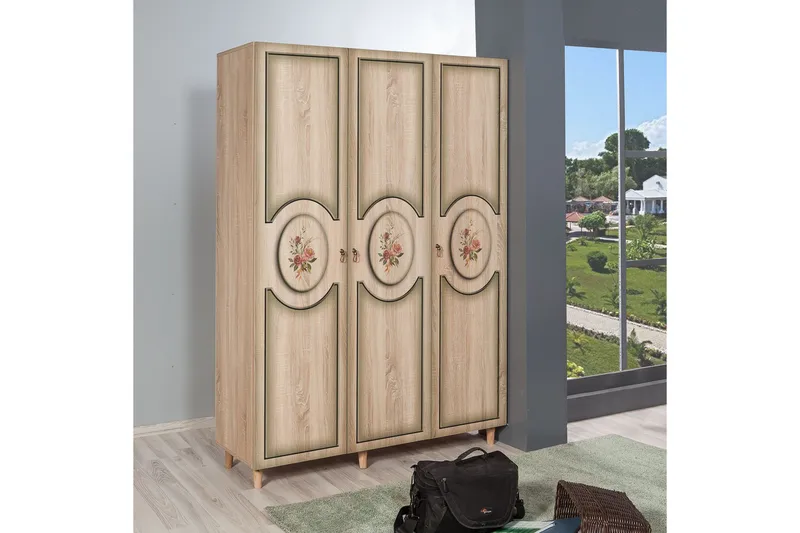 Brokind Garderob 135 cm i Trä - Beige - Förvaring - Klädförvaring - Garderob & garderobssystem