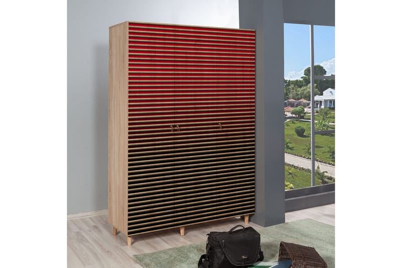 Brokind Garderob 135 cm i Trä - Röd - Förvaring - Klädförvaring - Garderob & garderobssystem