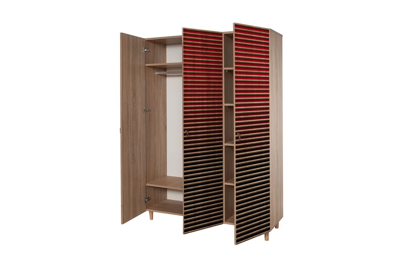 Brokind Garderob 135 cm i Trä - Röd - Förvaring - Klädförvaring - Garderob & garderobssystem