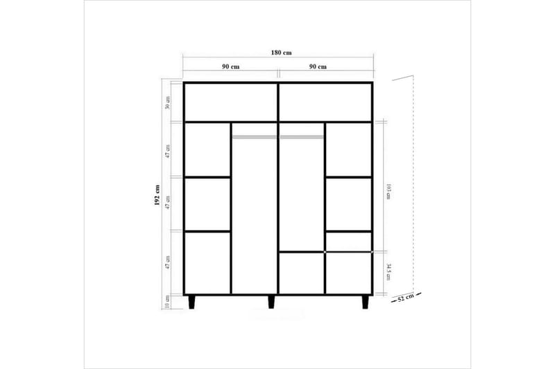 Brokind Garderob 180 cm - Brun - Förvaring - Klädförvaring - Garderob & garderobssystem