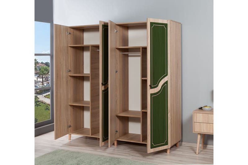 Brokind Garderob 180 cm - Brun/Grön - Förvaring - Klädförvaring - Garderob & garderobssystem